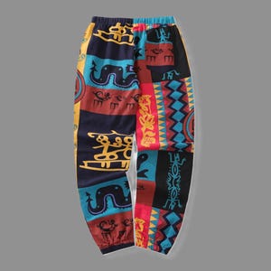 Men&#39;s Tribal Print Linen Pants: Boho Festival Trousers