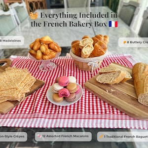 Coffret cadeau pâtisserie française - Macarons, croissants, crêpes et baguette - Cadeau brunch gastronomique de Paris