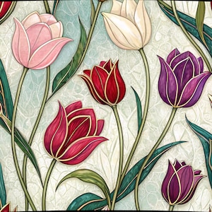 Emballage de verre tulipe, verre tulipe maigre 20 oz PNG, motifs floraux de sublimation printanière, papier peint fleur, téléchargement numérique