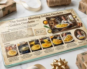Sunday Morning Golden Omelette Cutting Board | Recipe Illustrated, Kitchen Decor