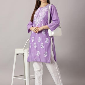 Lucknowi Chikan Kurti: Embroidered Cotton Indian Tunic