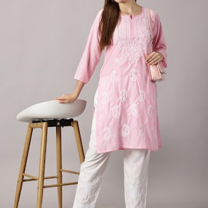 Lucknowi Chikan Kurti: Embroidered Cotton Indian Tunic