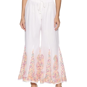 Chikankari Sharara | Chikankari Sharara | Georgette Sharara | Handwork Sharara |WHITE MULTI  Women’s Sharara