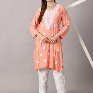 Chikankari Kurti: Diamond Rayon Embroidered Tunic - Elegant Festive Wear
