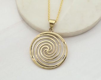 Collier spirale en or, pendentif spirale sacrée, collier spirale vortex, collier géométrie spirituelle, bijoux bohèmes minimalistes