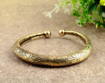 Brass Anklet Kada: Handmade Rajasthani Cuff Bracelet