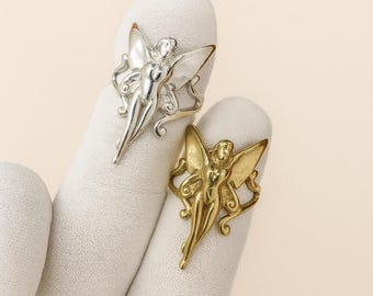 Fairy Ring Adjustable, Silver & Gold Fairy Jewelry for Women, Fantasy Fairycore Ring, Mythical Angel Ring Gift, Vintage Fairy Ring
