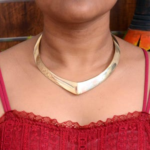Plain Flexible Tribal Brass Choker, Ethnic Brass Choker Necklace, Brass Cuff Necklace, Collar Necklace,Silver Plated Choker Necklace For Her