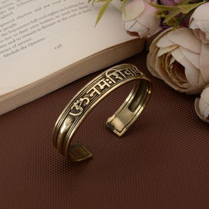 Om Namah Shivay Sacred Bracelets, Mantra Bracelet &quot;Aum Namah Shivay &quot;Open Face Cuff Bangle, Sacred Bracelets for Spiritual Bliss, Yoga Gifts