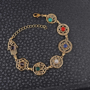 Handmade 7 Chakra Gemstone Brass Bracelet: Yoga Jewelry