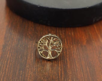 Tree of Life Filigree Ring: Vintage Boho Brass Adjustable Band