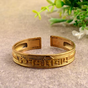 Om Namah Shivay Sacred Bracelets, Mantra Bracelet &quot;Aum Namah Shivay &quot;Open Face Cuff Bangle, Sacred Bracelets for Spiritual Bliss, Yoga Gifts