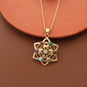 Gold-Plated Sacral Chakra Necklace: Svadhishthana Symbol, Yoga Jewelry