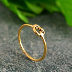14k Solid Brass Gold Knot Ring, Love Knot, Minimalist Stackable Gold Ring, Dainty Promise Ring, gift for her/him AK-3nn1u