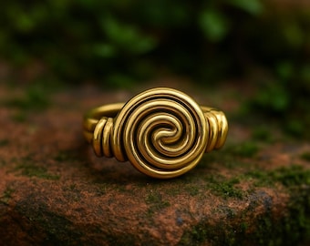 Chunky Gold Spiral Ring: Boho Statement Jewelry