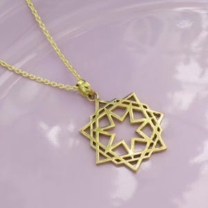 Gold Star Pendant Necklace: Brass Celestial Jewelry