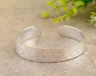 Sterling Silver Cuff Hammered Shiny modern minimalist - City Lights