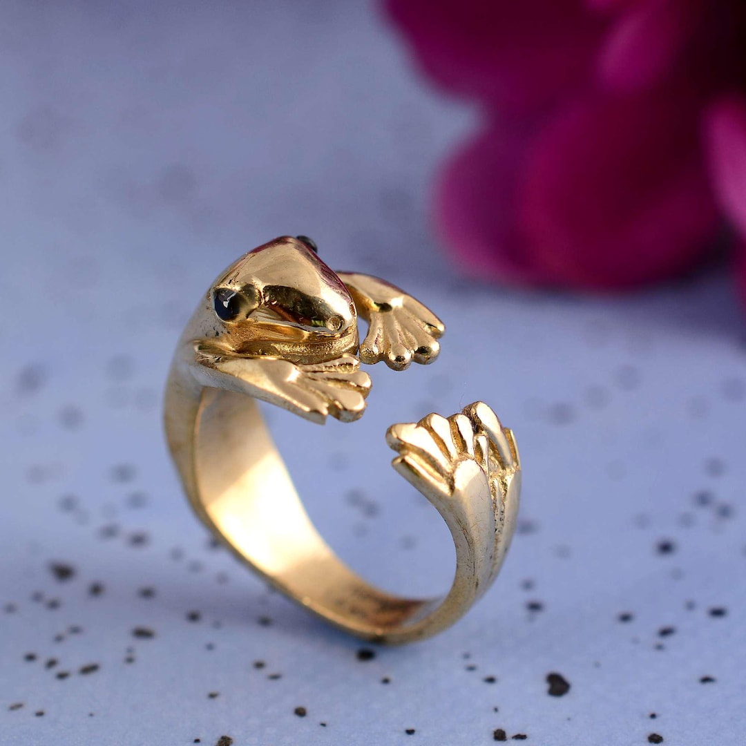 Frog Leg Rings Gold Frog Wrap Ring Adjustable Animal Ring Cute Amphibian Ring Boho ...