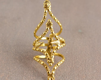 Gold Statement Ring, geometrische offener Ring, verstellbarer Boho Ring, moderner abstrakter Ring, einzigartiger minimalistischer Schmuck, Geschenk für sie
