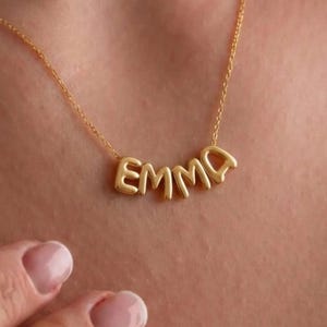 Custom Bubble Name Necklace, Personalized 3D Letter Necklace, Name Jewellery, Dainty Gift for Kids, Girls & Mom, Mother's Day Gift