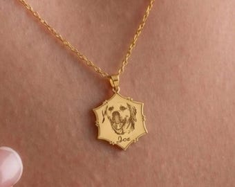 Custom Pet Portrait Necklace, Pet Memorial Jewelry