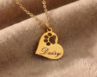 Collier personnalisé en argent sterling avec empreinte de patte, cadeau commémoratif personnalisé pour chien