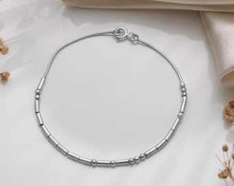 Sterling Silver Morse Code Bracelet, Personalized Friendship Jewelry, Mother's Day Gift