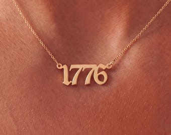 1776 2026 Liberty Necklace, Personalized Sterling Silver Date Pendant, Rejecting Kings Since 1776