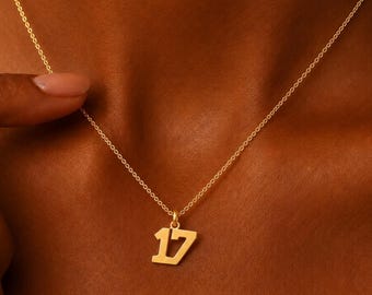 Collier numéro personnalisé, collier pendentif sport, bijou maillot en argent sterling