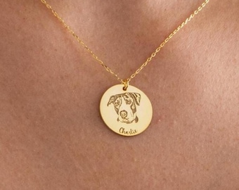 Custom Pet Portrait Necklace, Personalized Engraved Dog Necklace, Sterling Silver Cat Name Necklace, Pet Memorial Keepsake, Dog Lover Gifts
