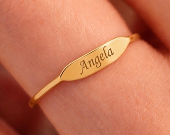 Custom Engraved Name Ring, Personalized Dainty Ring For Women, Stackable Ring, Birthday Gift For Her