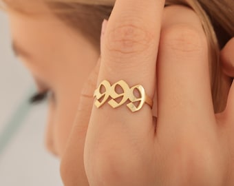 Angel Number Ring, Lucky Number Ring, Personalized Rings For Women, 111, 222, 333, 444, 555, 666, 777, 888, 999 Number Gifts