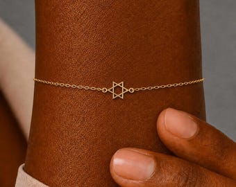 Bracelet délicat en argent sterling 925 avec étoile de David, bijou juif pour femme, cadeau de Bat Mitzvah