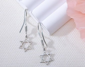 Sterling Silver Star Of David Earrings, Jewish Star Earrings, Magen David Earrings, Judaica Jewellery, David Star Charm