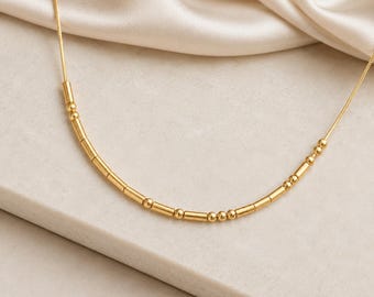 Collier personnalisé avec nom en code Morse, Collier sur mesure avec nom, Message caché en code Morse, Collier à message secret, Cadeaux de Noël