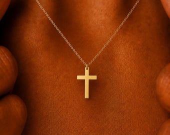 Dainty Cross Necklace For Women, Sterling Silver Christian Jewelry, Baptism Gift For Her, Christmas Religious