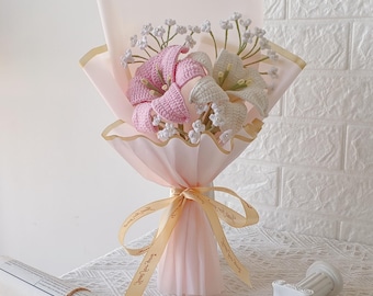 Crochet flowers bouquet: Handmade Everlasting Anniversary Mother's day never wilt gift for Her