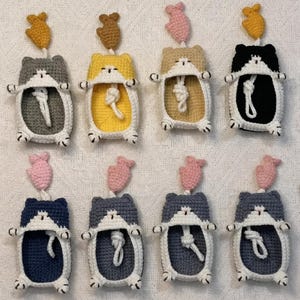 Crochet Cat Car Key Fob Cover: Handmade Animal Car Charm Case D.Small Cat