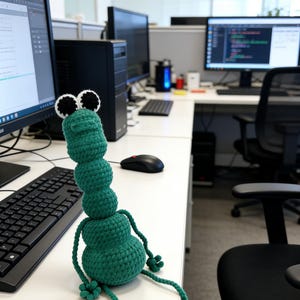 Handmade Marcus the Worm Plush: Finished Posable Crochet Amigurumi Plushie gift for Valentine's day dark green