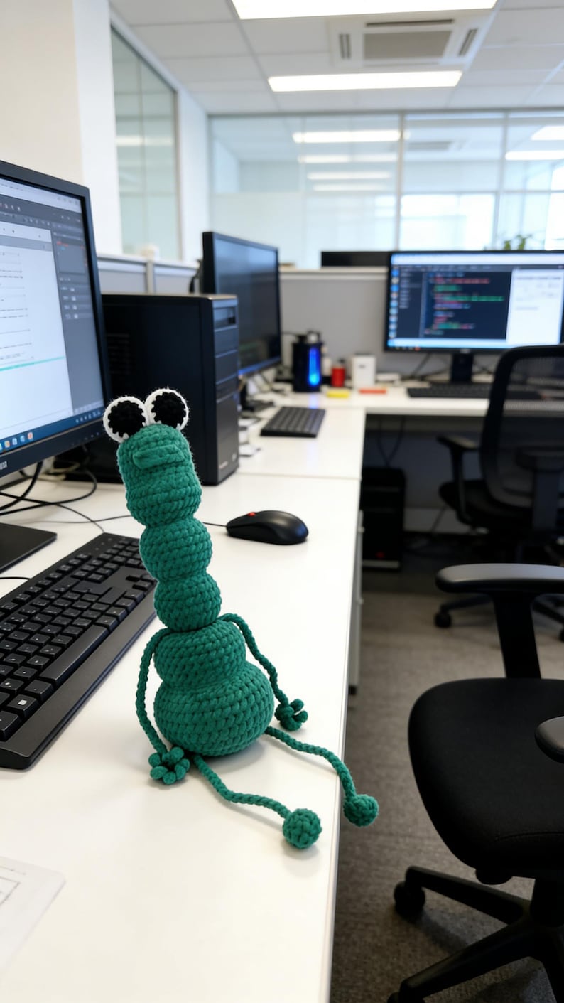 Handmade Marcus the Worm Plush: Finished Posable Crochet Amigurumi Plushie gift for Valentine's day dark green