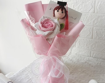 Crochet Graduation Bouquet with Custom Doll: Class of 2026 Gift