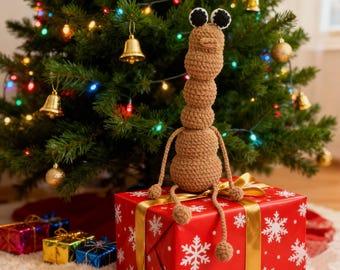Handmade Marcus the Worm Plush: Finished Posable Crochet Amigurumi Plushie gift for Valentine's day