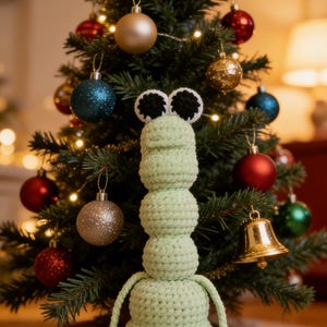Handmade Marcus the Worm Plush: Finished Posable Crochet Amigurumi Plushie gift for Valentine's day light green