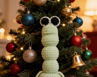 Peluche de Marcus y Carcus el gusano hecho a mano: Peluche amigurumi de ganchillo articulado terminado, regalo para Navidad