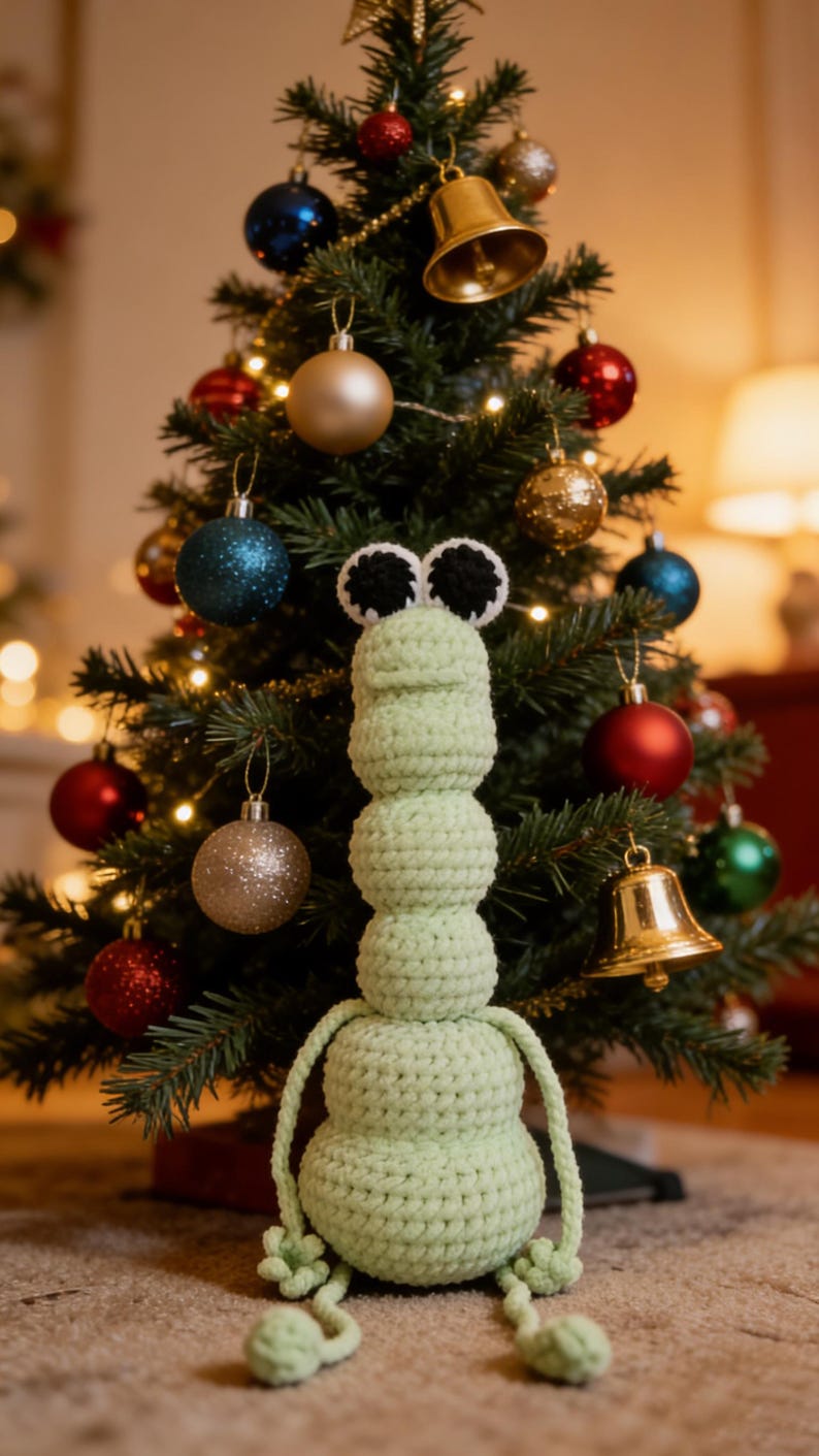 Handmade Marcus the Worm Plush: Finished Posable Crochet Amigurumi Plushie gift for Valentine's day light green