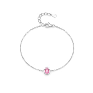 Pinklight Bracelet – Sterling Silver Pink Teardrop Zircon