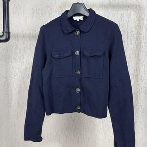 La Maille Sezane Betty Merino Wool Woman Cardigan Size M Navy Blue