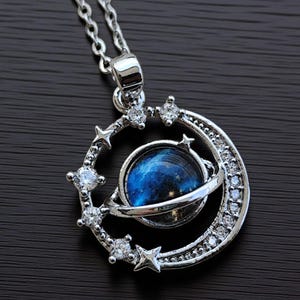 Stainless Steel Planet Necklace: Celestial Star Pendant, Astronomy Gift