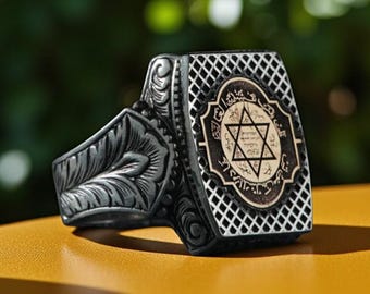 Seal of Solomon Silver Ring for Men, 925 Sterling Silver Ring, Spiritual Amulet Jewelry, Protection Ring for Him, Unique Present for Men