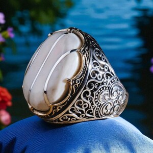 925 Sterling Silver Men's Ring With White Stone, Vintage Gift for